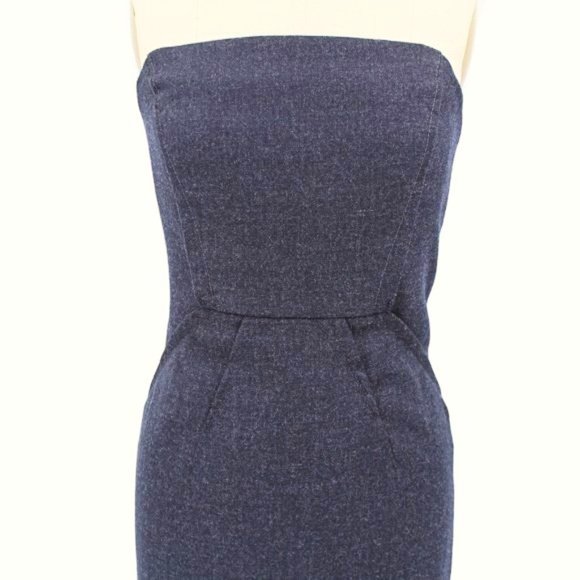 DSquared2 Charcoal Gray Wool Strapless Corset Dress Midi Tailored Fitted  46/M - Picture 4 of 16